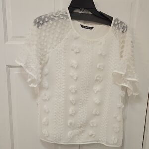 Shein White Textured Women's Top